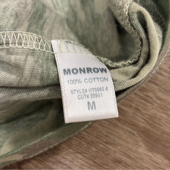 NWOT Monrow Revolve Green Camo Camouflage Crop Short Sleeve Cotton Tee Shirt M - Picture 4 of 11